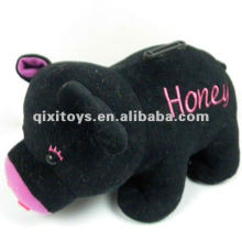 cute plush black pig toy money box